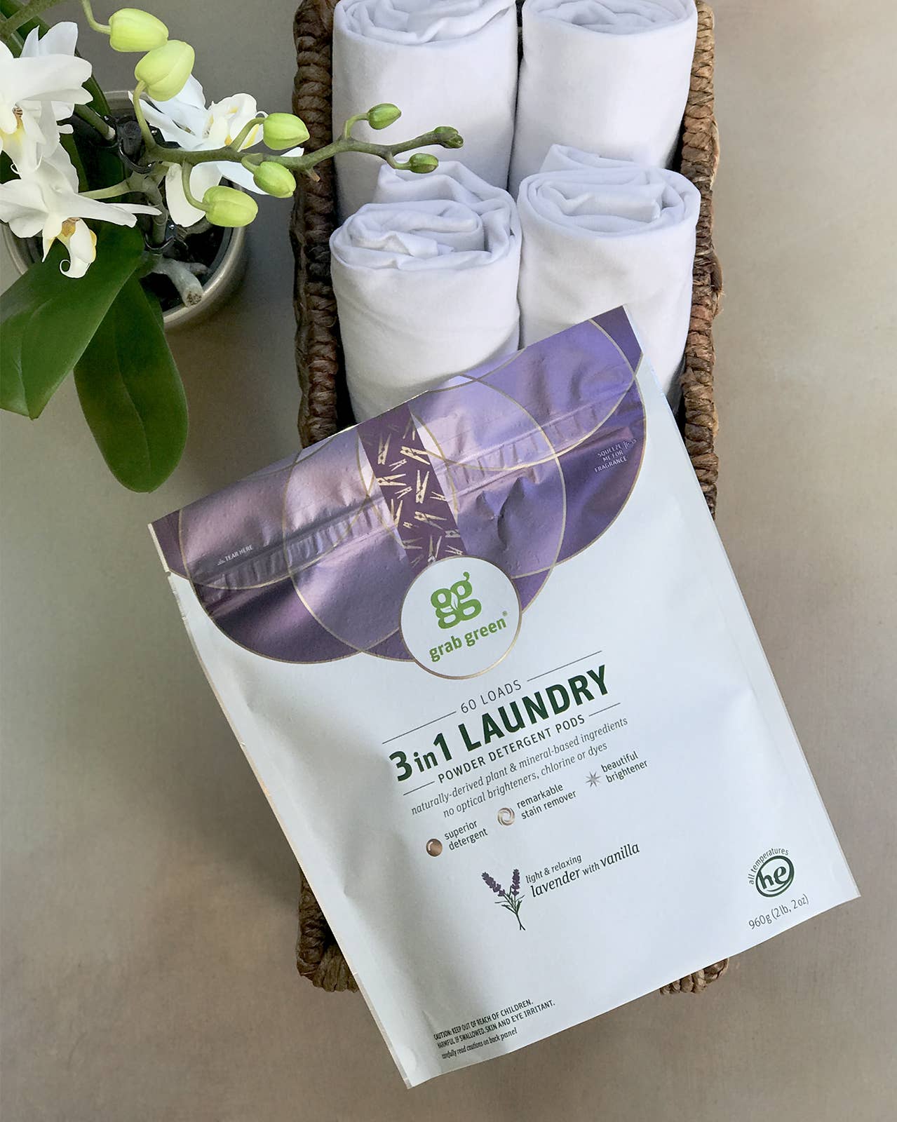 3 in 1 Laundry Detergent Pods, Lavender Scent, 60 Loads