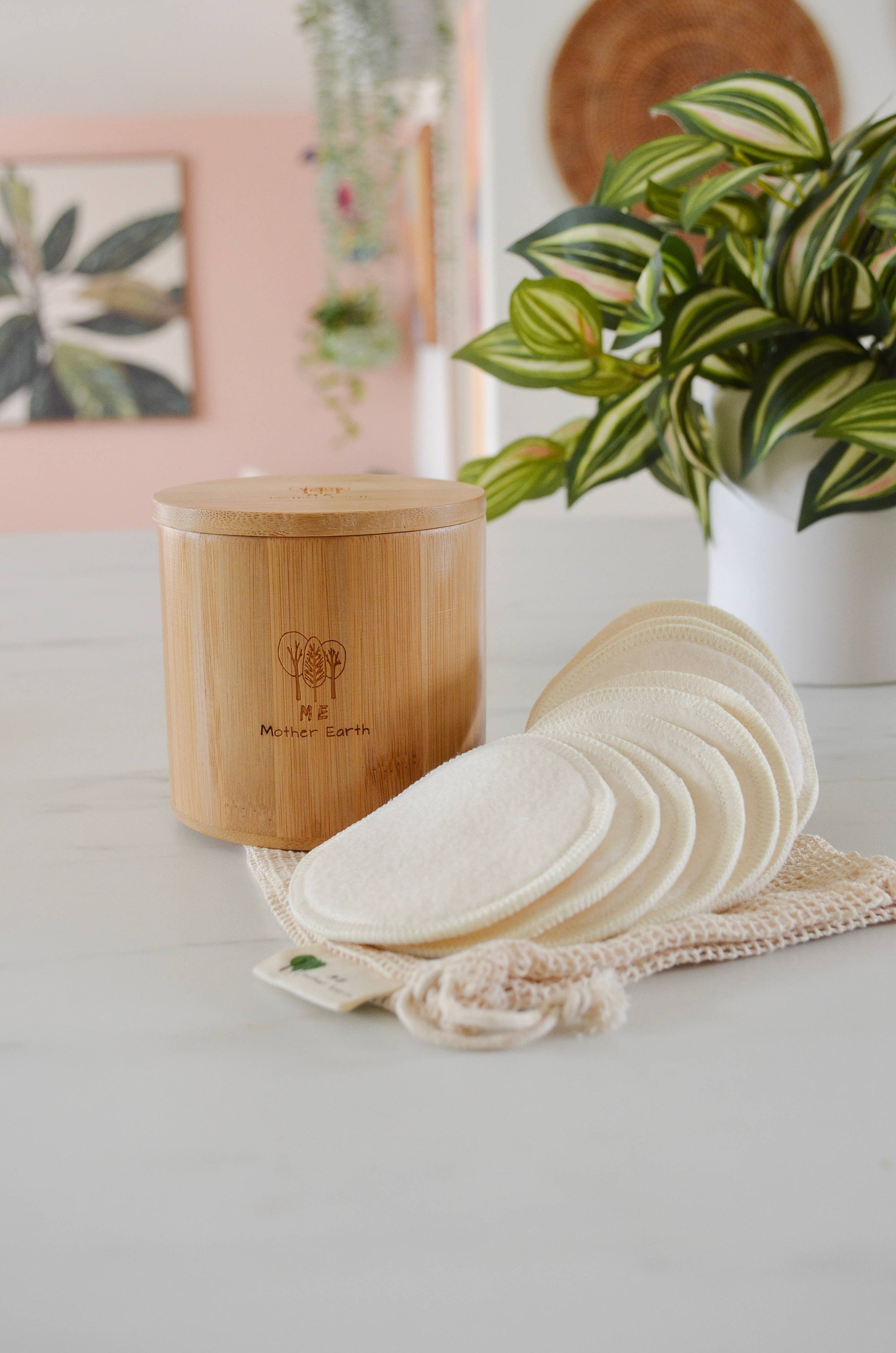 Reusable Hemp Cotton Rounds  + Bamboo Storage Box  | Zero Waste Beauty
