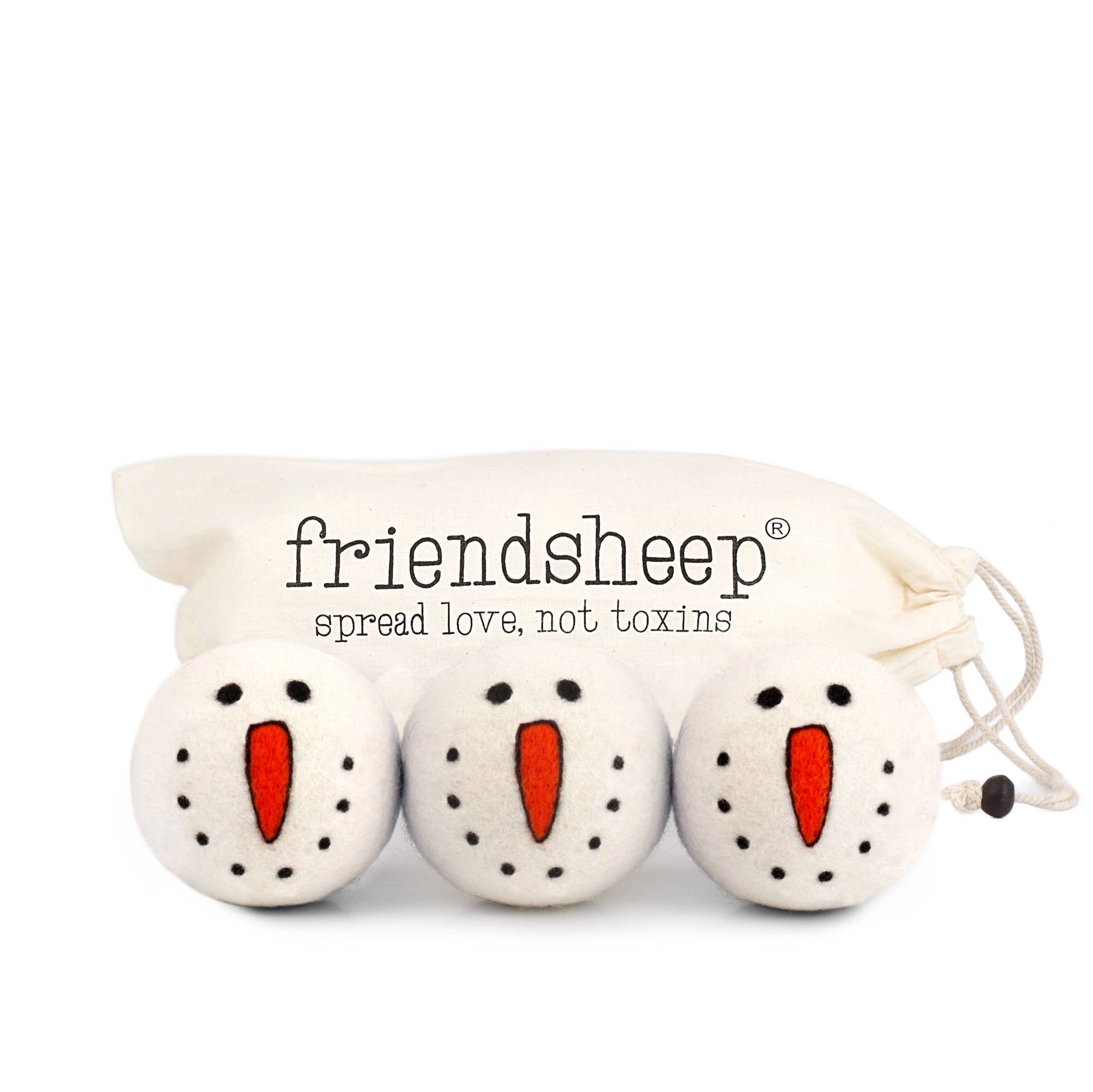 Snowman Trio Eco Wool Dryer Balls: With Bag