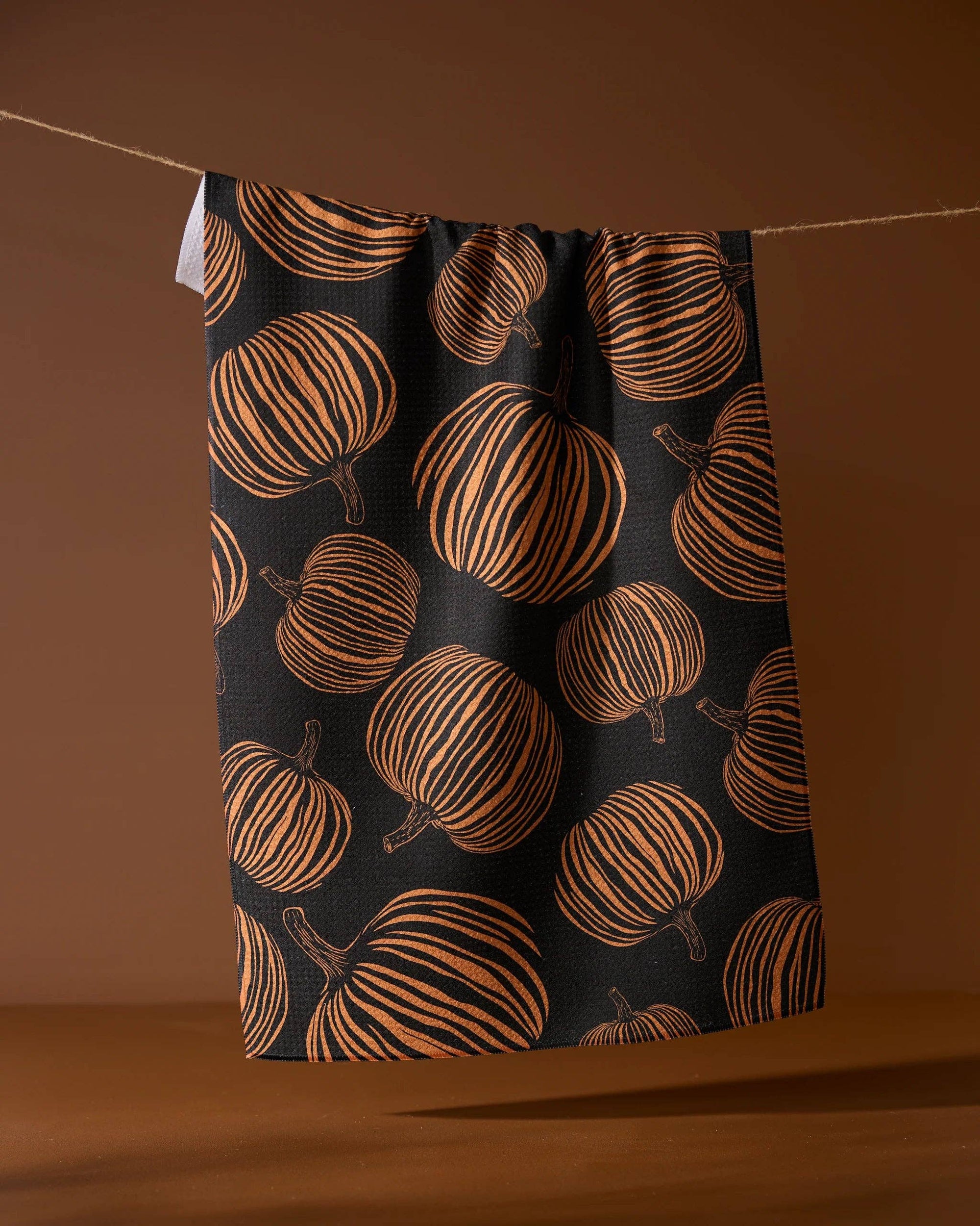 Geometry Tea Towel -Pumpkin Noir