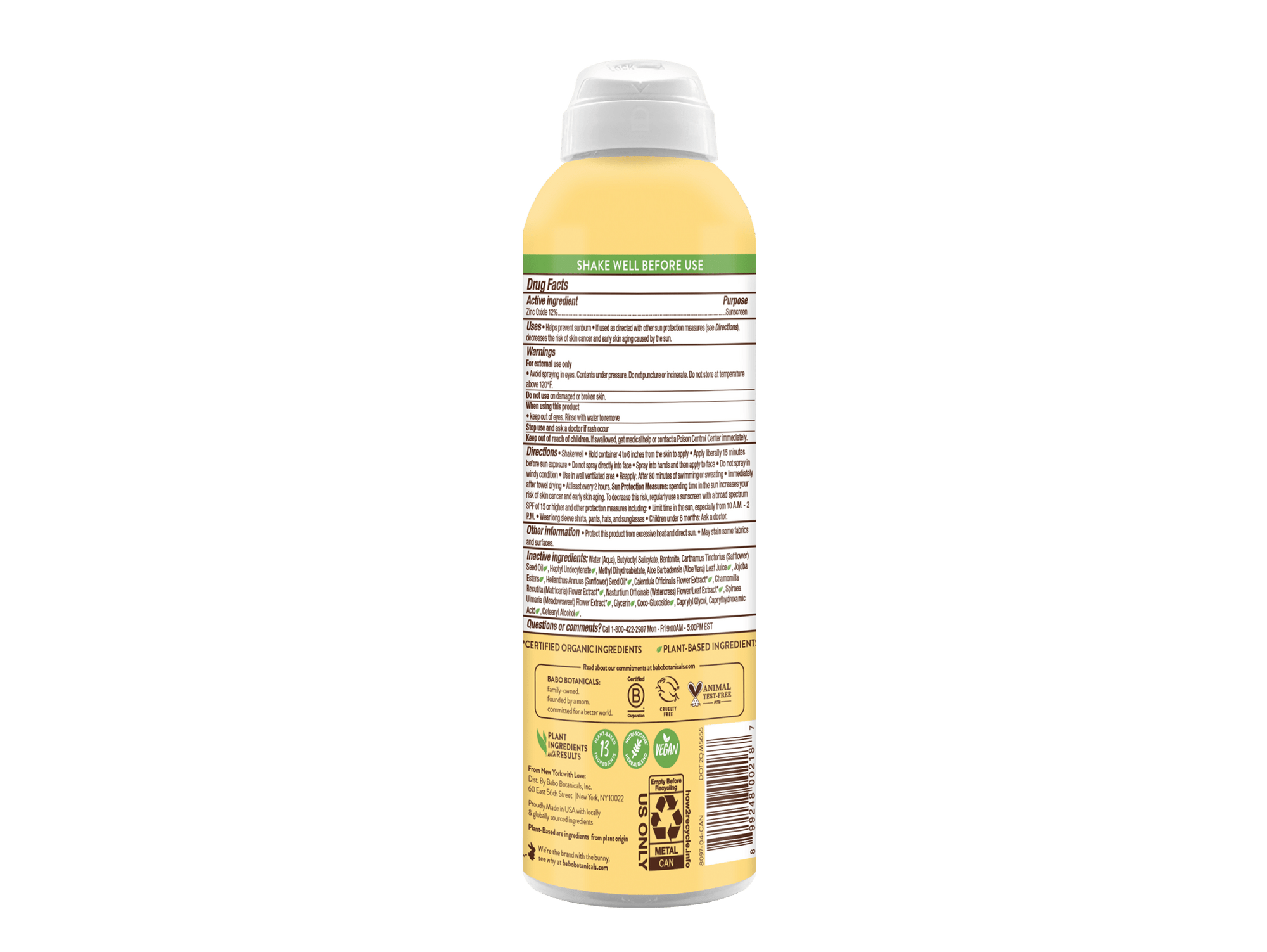 Sheer Zinc Mineral Sunscreen Spray SPF30